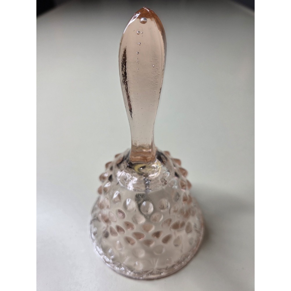 Vintage Fenton Rose Pink Hobnail With Clapper Bells Glass Art Glass